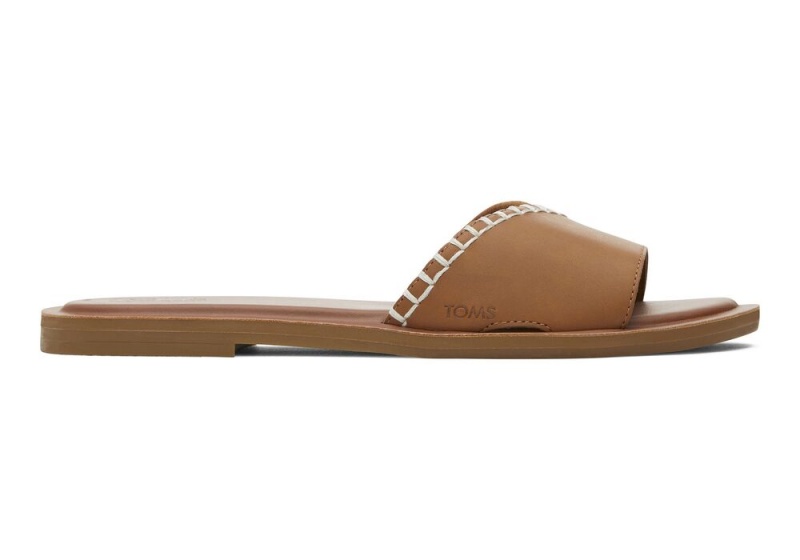 Toms Shea Tan Leder Badelatschen Braun | 4316UWFOS