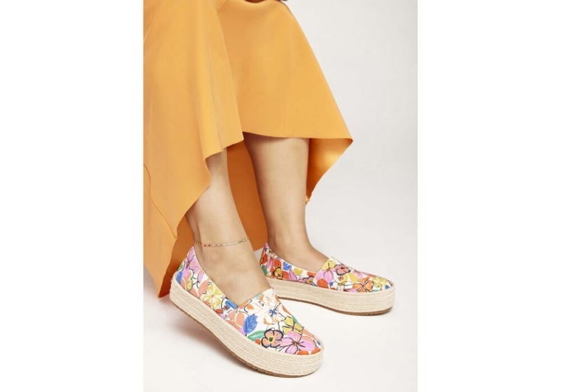 Toms Valencia Painted Floral Plattform Blumen | 7620COEUF