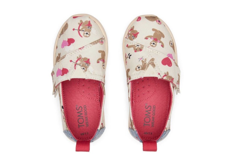 Toms Valentines Day Sloths Toddler Shoe Beige | 9243YSKUR