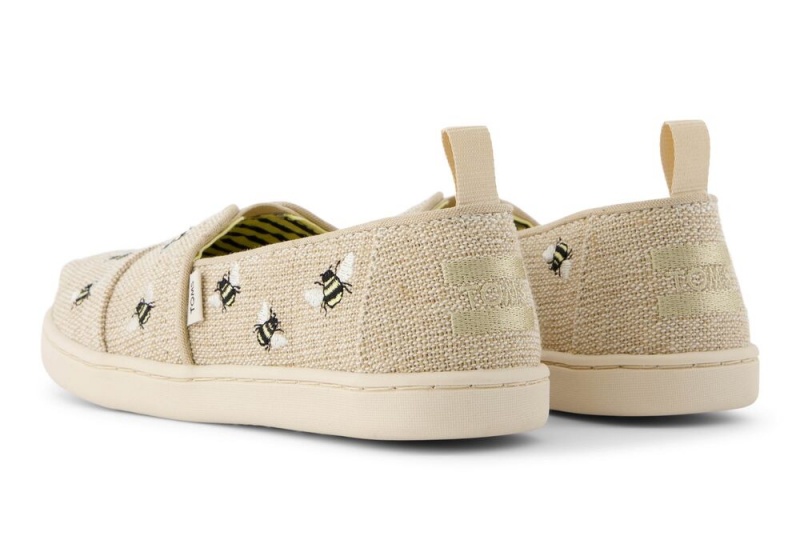 Toms Youth Embroidered Bees Kids Shoe Beige | 3084VABFG