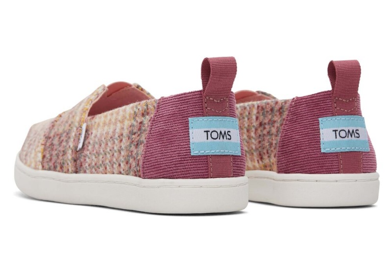 Toms Youth Plaid Tweed Kids Shoe Rosa | 4571XADYS