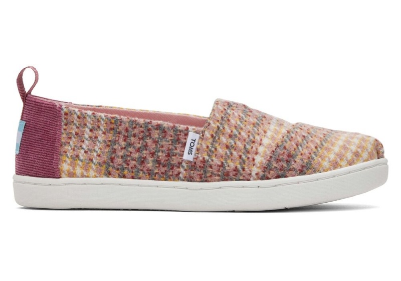 Toms Youth Plaid Tweed Kids Shoe Rosa | 4571XADYS