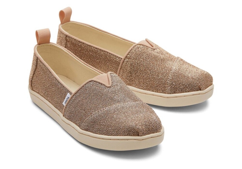 Toms Youth Sparkle Knit Kids Shoe Gold | 1349SIAEK