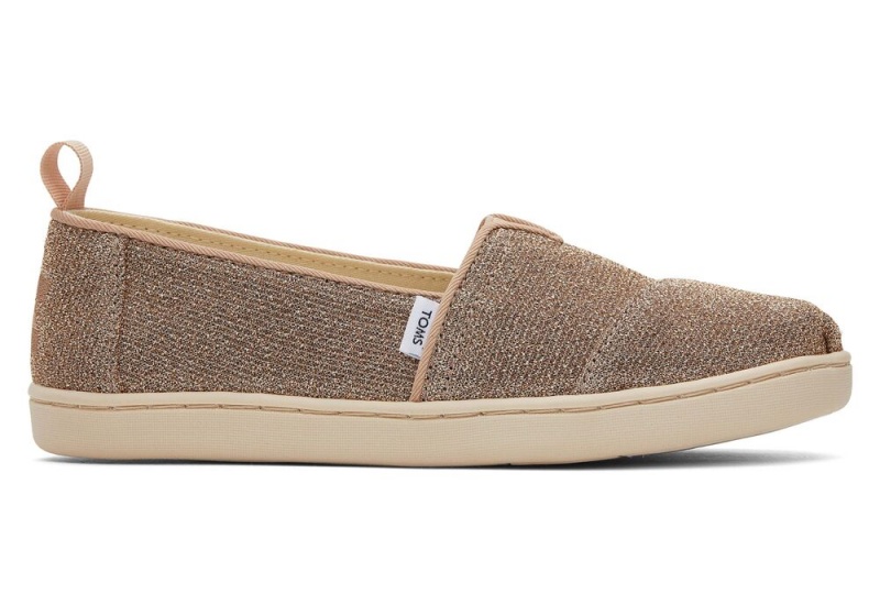 Toms Youth Sparkle Knit Kids Shoe Gold | 1349SIAEK