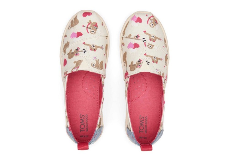 Toms Youth Valentines Day Sloths Kids Shoe Beige | 1375SOAUG