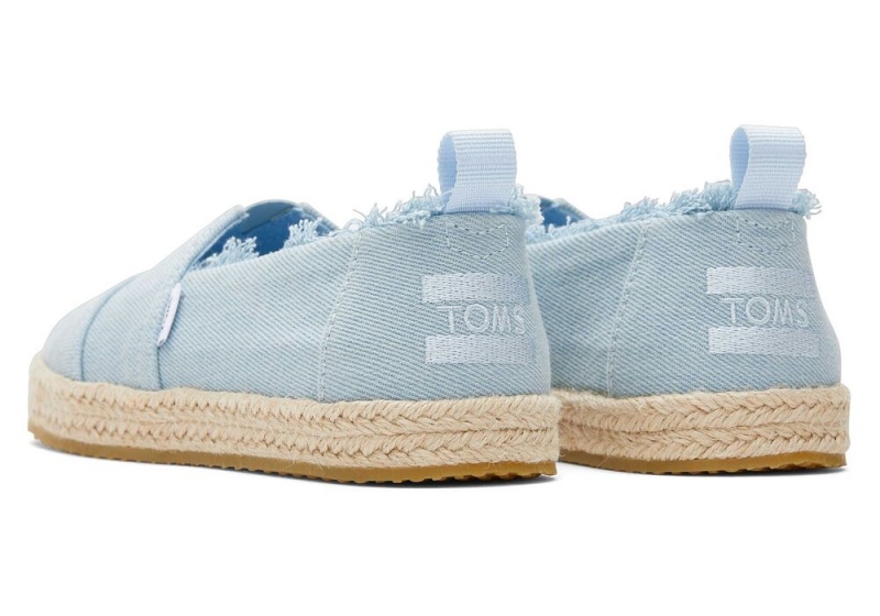 Toms Youth Washed Denim Kids Shoe Blau | 1376PUTQC