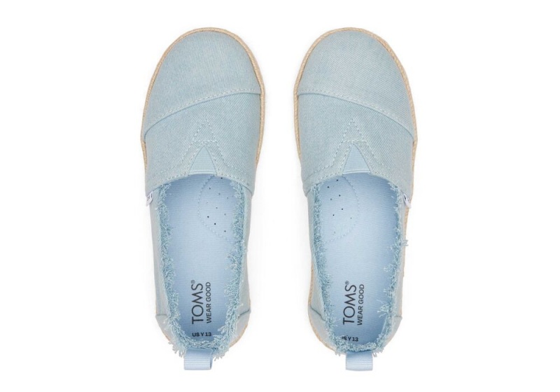 Toms Youth Washed Denim Kids Shoe Blau | 1376PUTQC