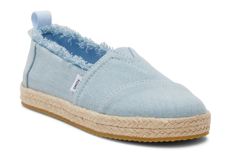 Toms Youth Washed Denim Kids Shoe Blau | 1376PUTQC