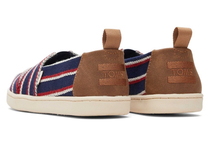 Toms Youth Woven Stripes Kids Shoe Navy | 1469VKNZW