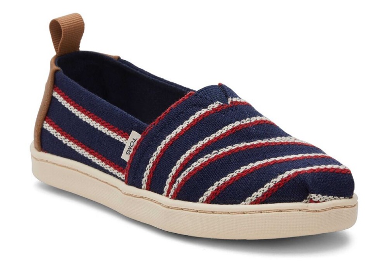 Toms Youth Woven Stripes Kids Shoe Navy | 1469VKNZW