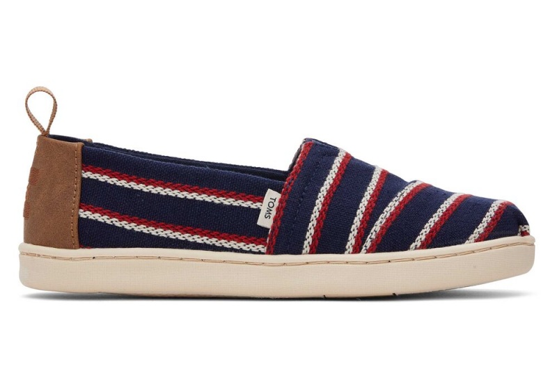 Toms Youth Woven Stripes Kids Shoe Navy | 1469VKNZW